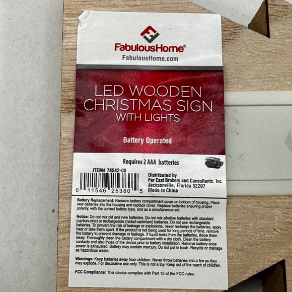 Fabulous Home LED Wooden Christmas Tree Deer Sign With Lights New With Tags - Picture 5 of 8